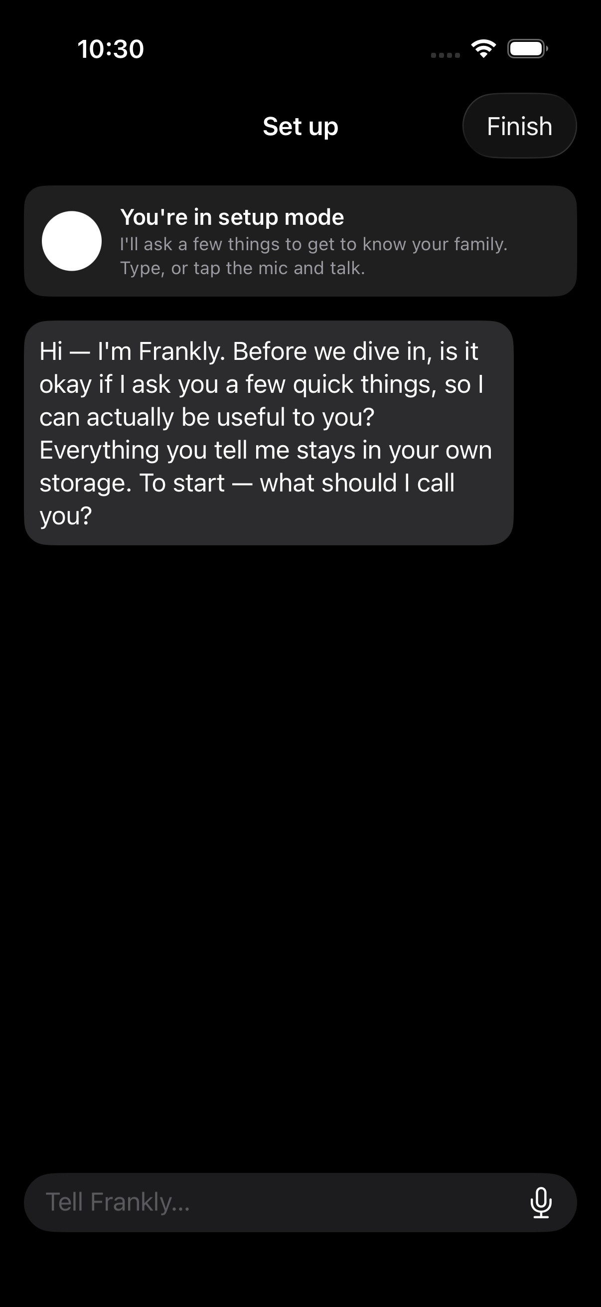 Conversational setup